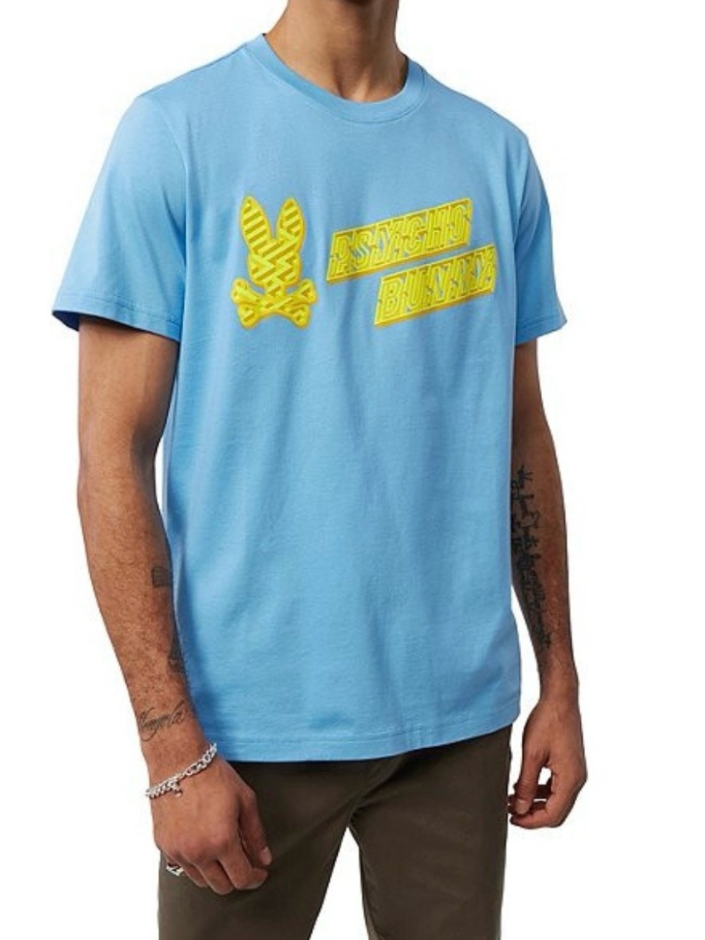Psycho Bunny Light Blue Tee with Yellow Logo